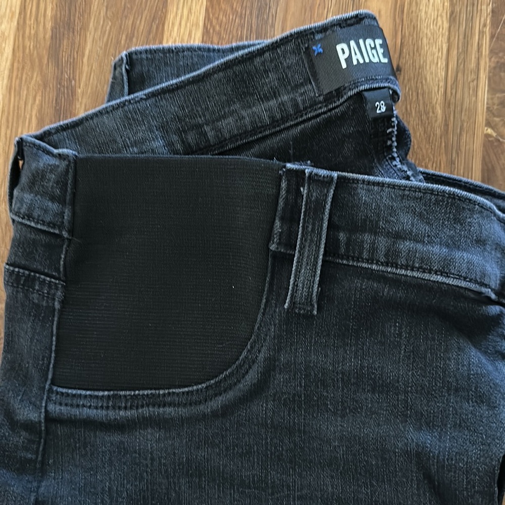 Paige denim maternity straight leg black jeans - Picture 2 of 6